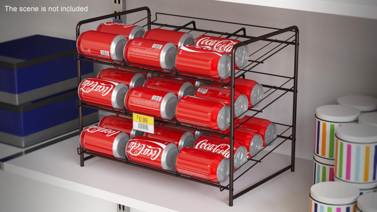 3D Beverage Organizer with CocaCola Cans and Price Label model