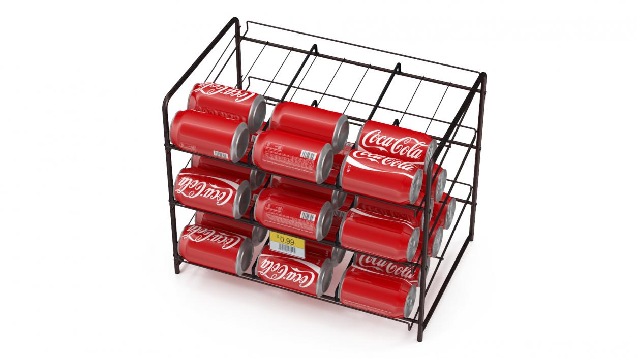 3D Beverage Organizer with CocaCola Cans and Price Label model