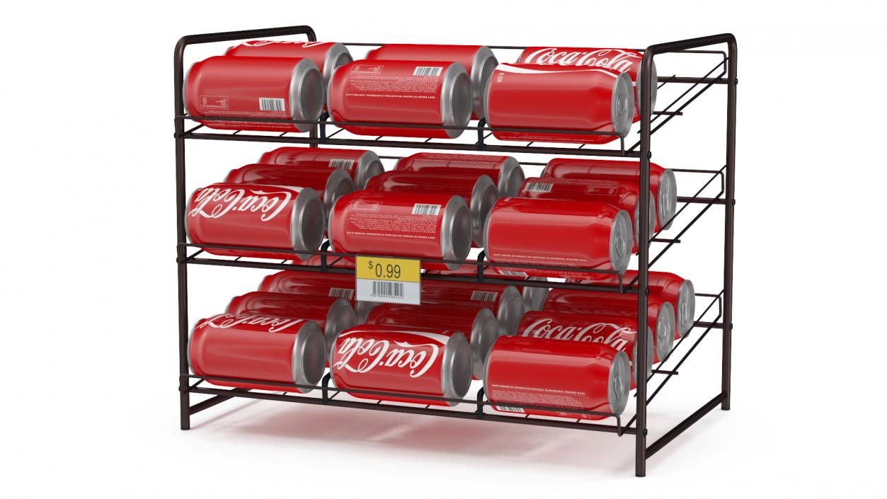 3D Beverage Organizer with CocaCola Cans and Price Label model