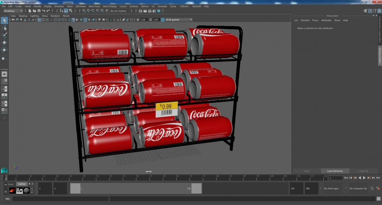 3D Beverage Organizer with CocaCola Cans and Price Label model