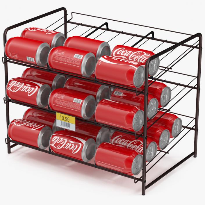 3D Beverage Organizer with CocaCola Cans and Price Label model