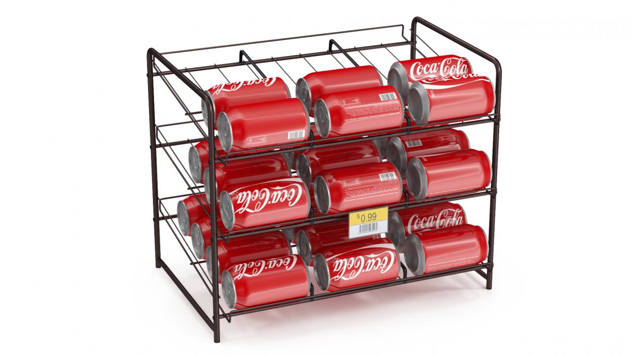 3D Beverage Organizer with CocaCola Cans and Price Label model