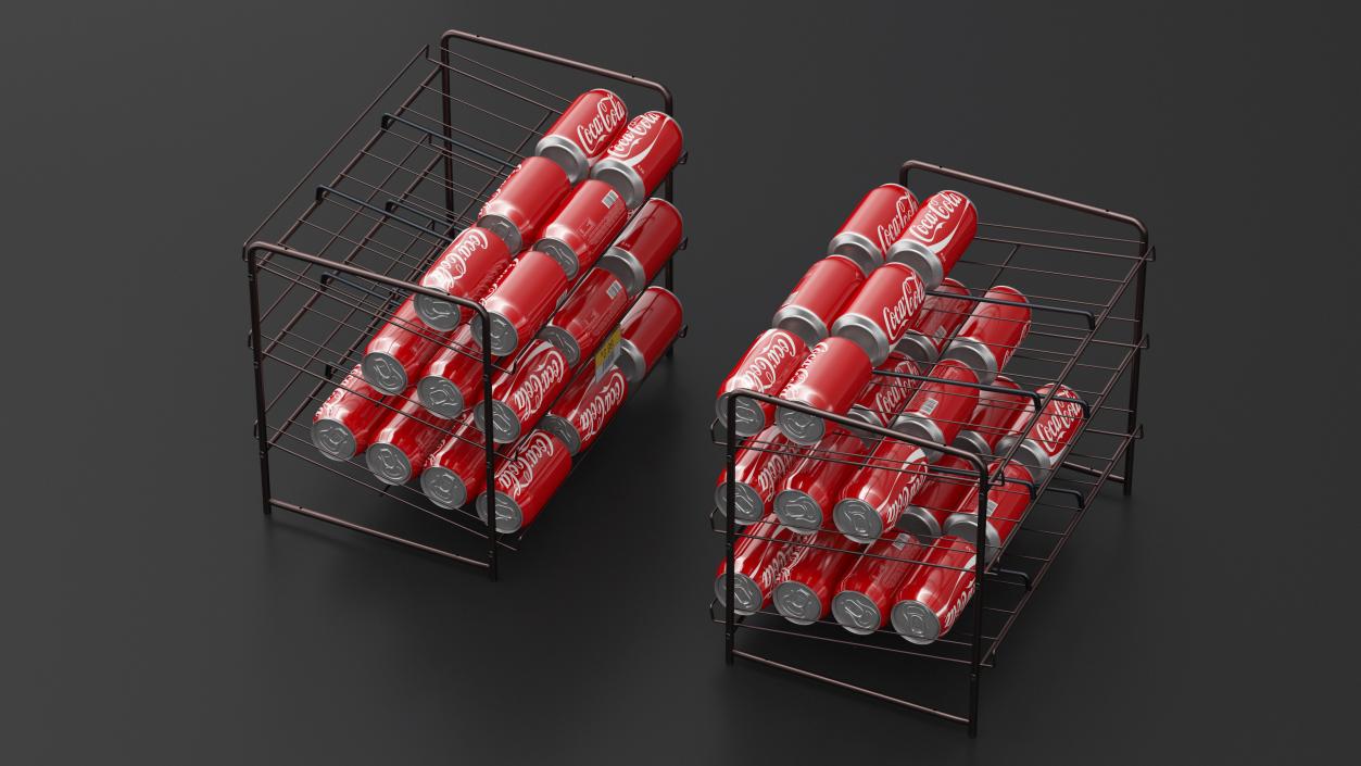 3D Beverage Organizer with CocaCola Cans and Price Label model