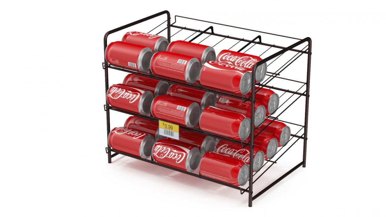 3D Beverage Organizer with CocaCola Cans and Price Label model