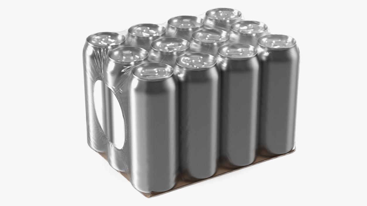 Aluminium Can 500ml 12pcs Transparent Pack 3D