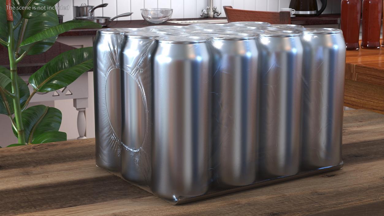 Aluminium Can 500ml 12pcs Transparent Pack 3D