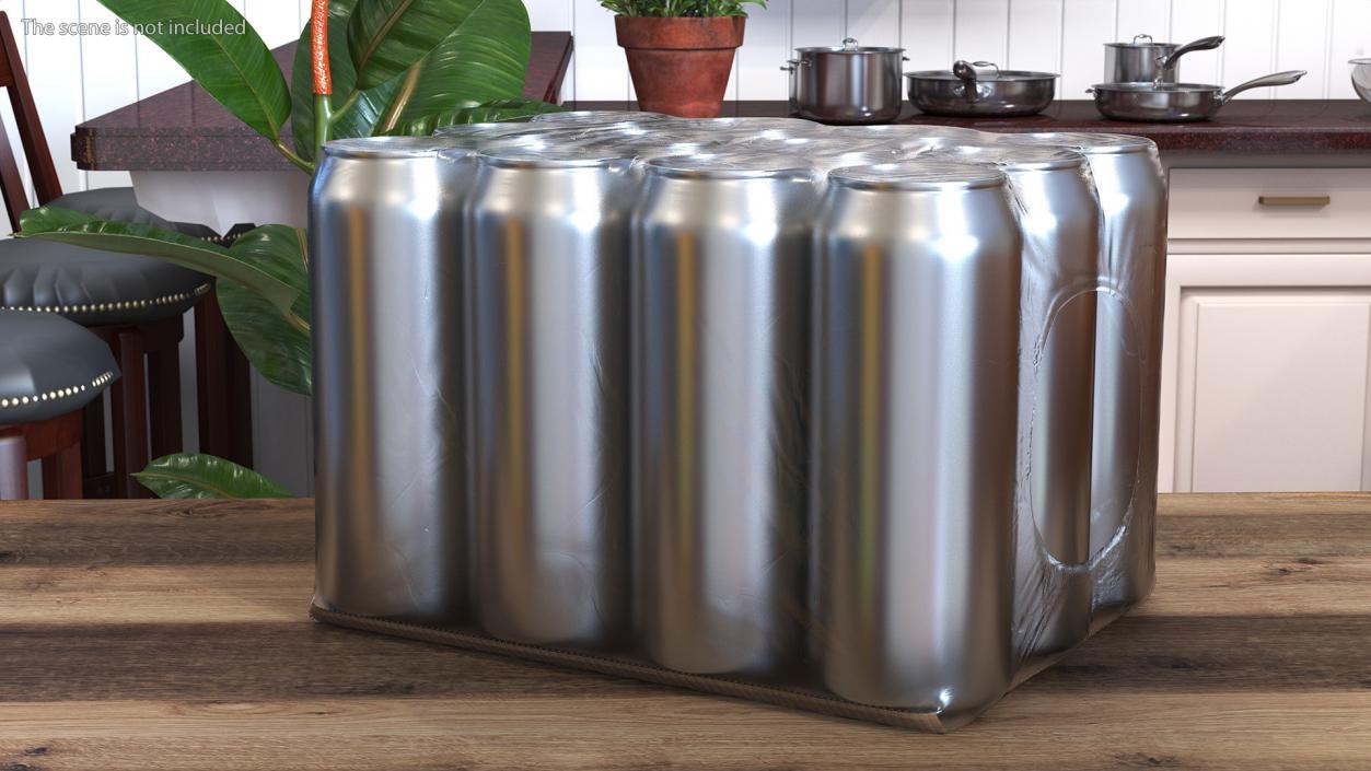 Aluminium Can 500ml 12pcs Transparent Pack 3D