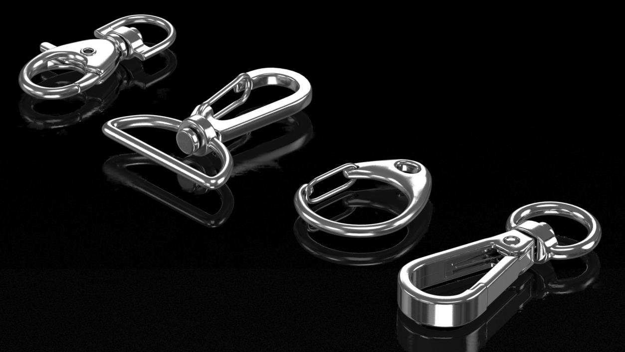 Metal Claw Clasp Silver Set 3D