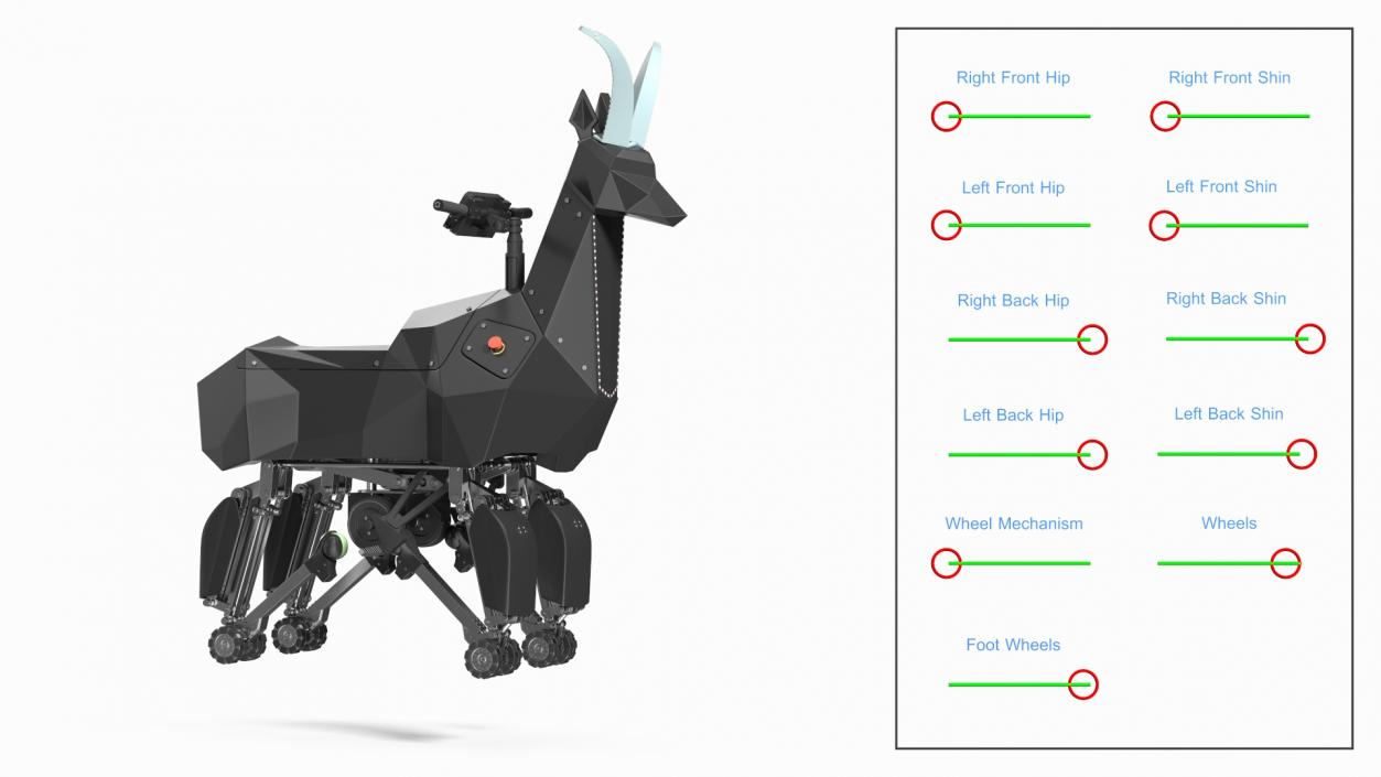 3D Black Ridable Goat Robot Rigged