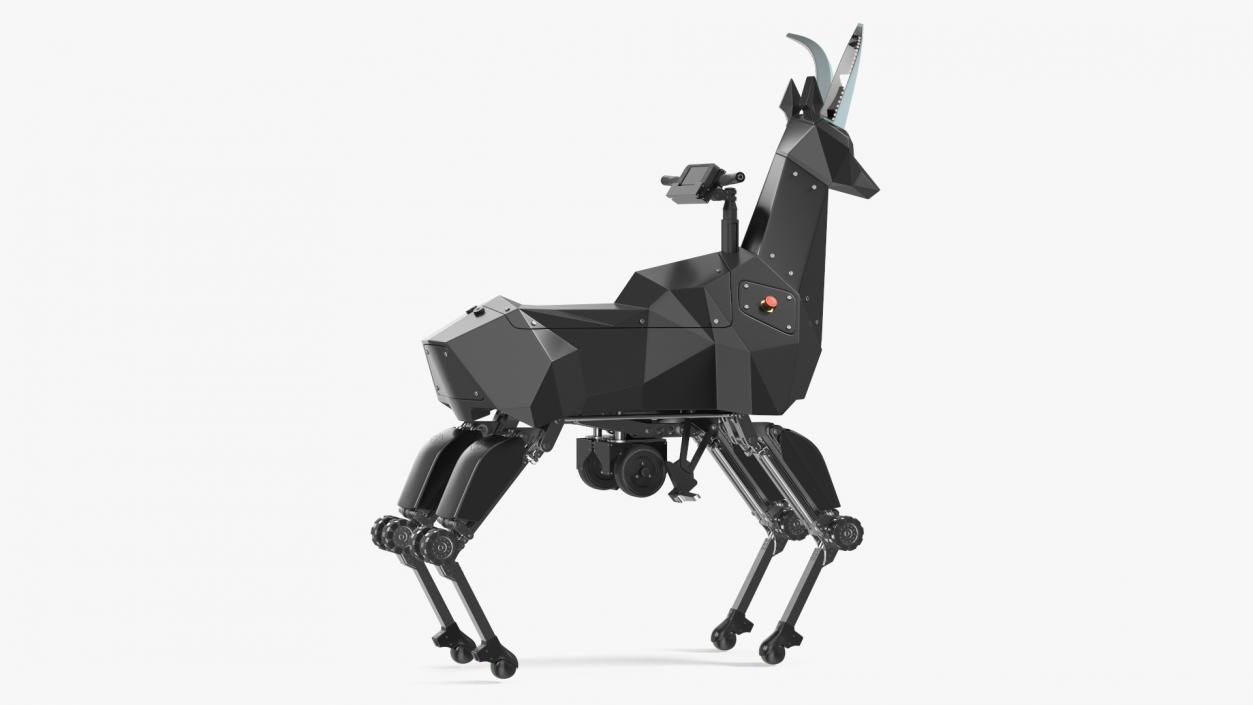 3D Black Ridable Goat Robot Rigged