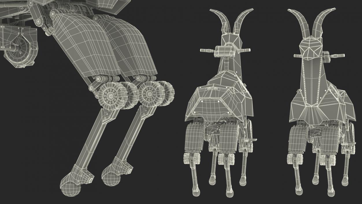 3D Black Ridable Goat Robot Rigged