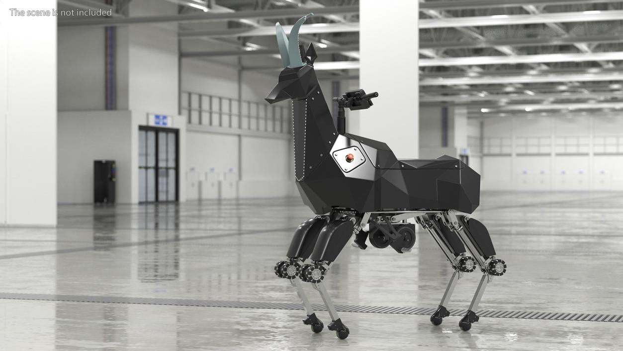 3D Black Ridable Goat Robot Rigged