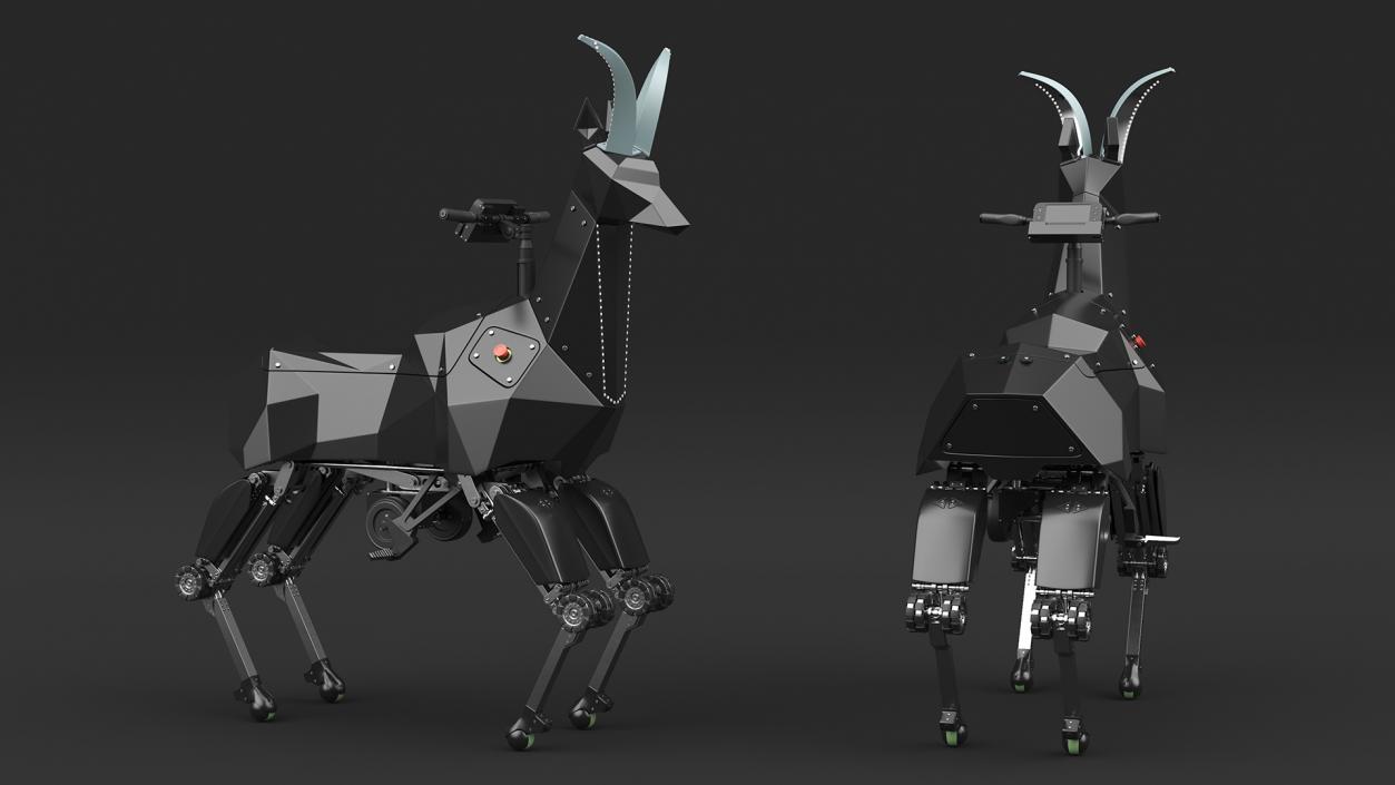 3D Black Ridable Goat Robot Rigged