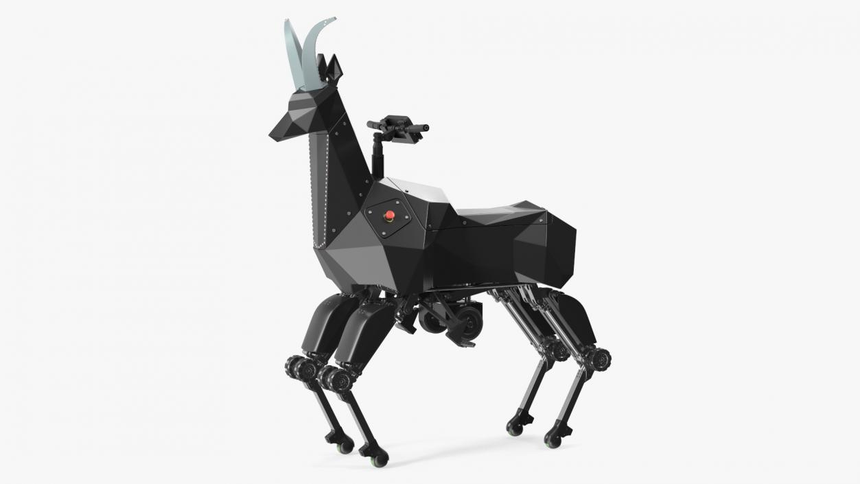 3D Black Ridable Goat Robot Rigged