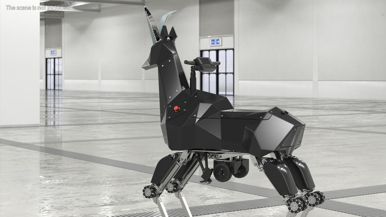 3D Black Ridable Goat Robot Rigged