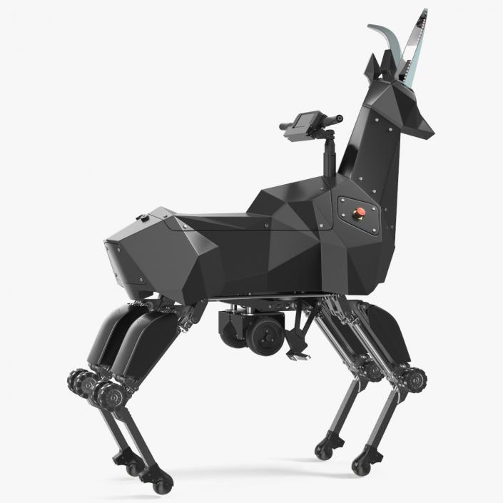 3D Black Ridable Goat Robot Rigged