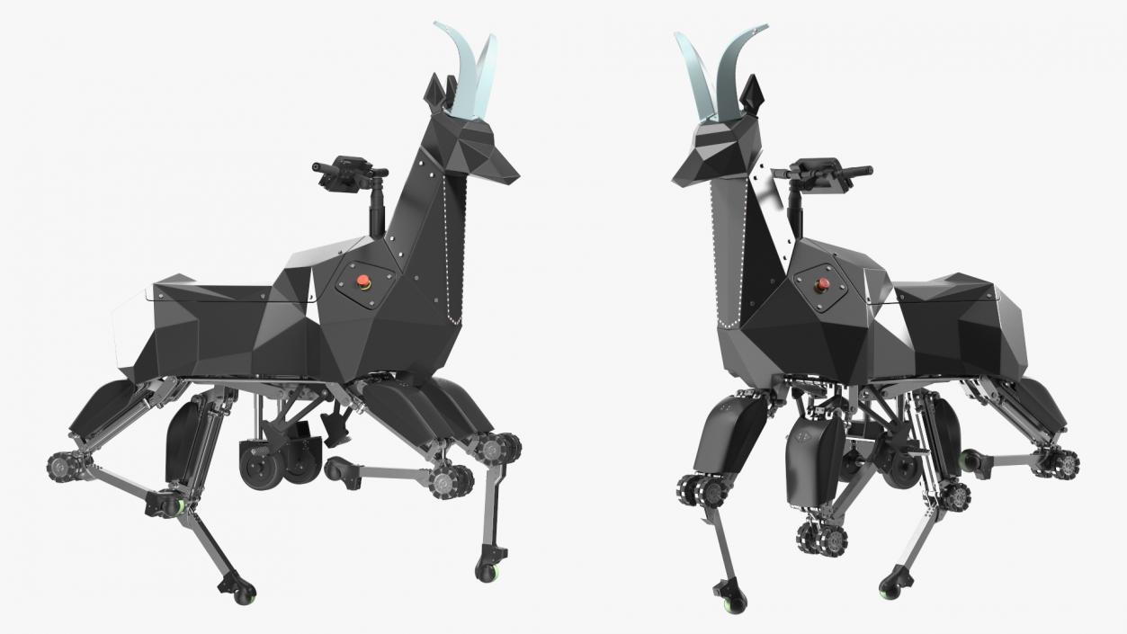 3D Black Ridable Goat Robot Rigged