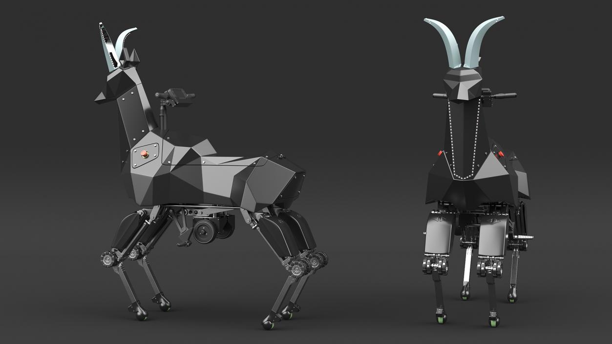 3D Black Ridable Goat Robot Rigged