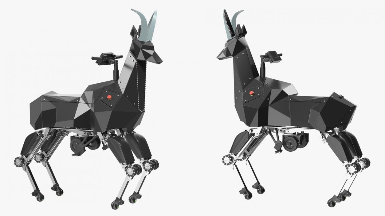 3D Black Ridable Goat Robot Rigged