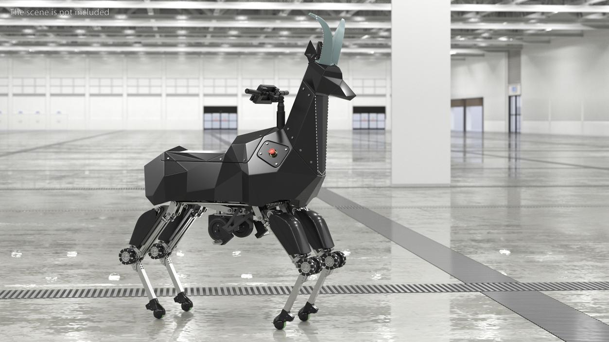 3D Black Ridable Goat Robot Rigged