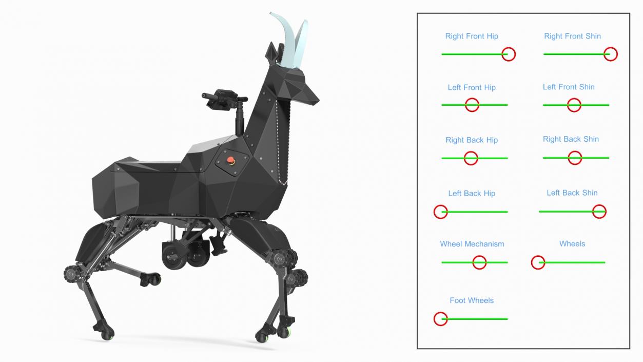 3D Black Ridable Goat Robot Rigged