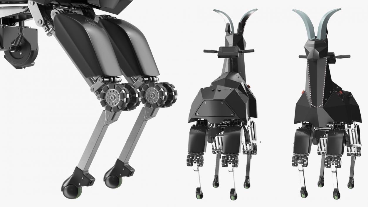 3D Black Ridable Goat Robot Rigged