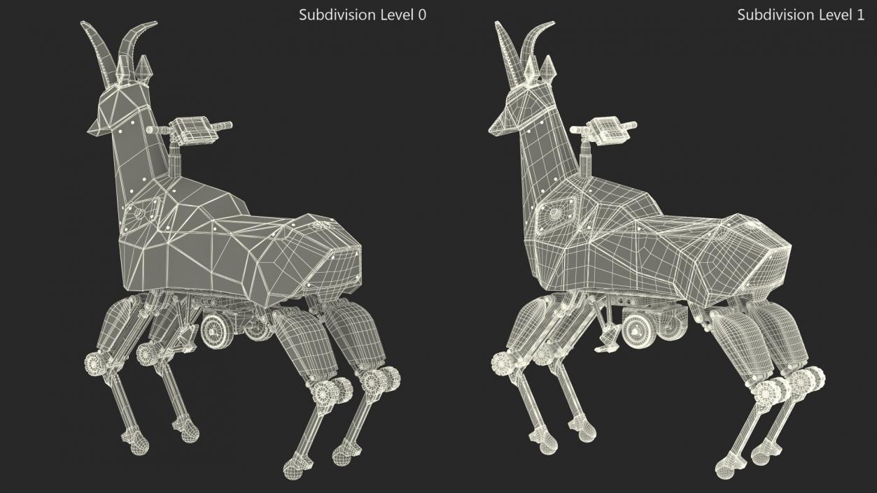 3D Black Ridable Goat Robot Rigged