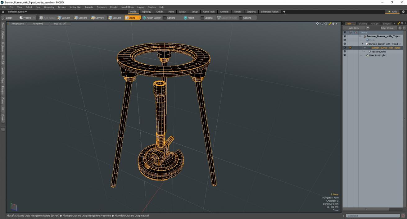 3D model Bunsen Burner with Tripod