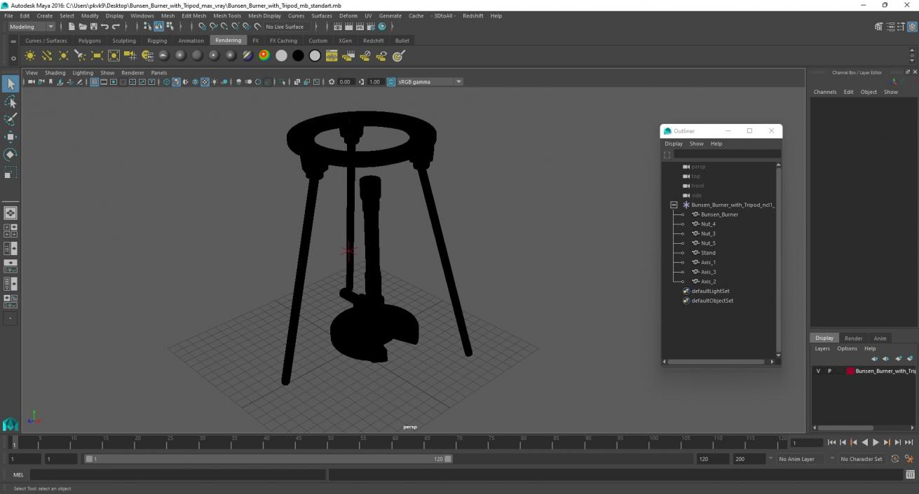 3D model Bunsen Burner with Tripod