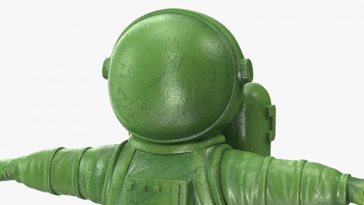 Astronaut Toy Character Green T-pose(1) 3D model