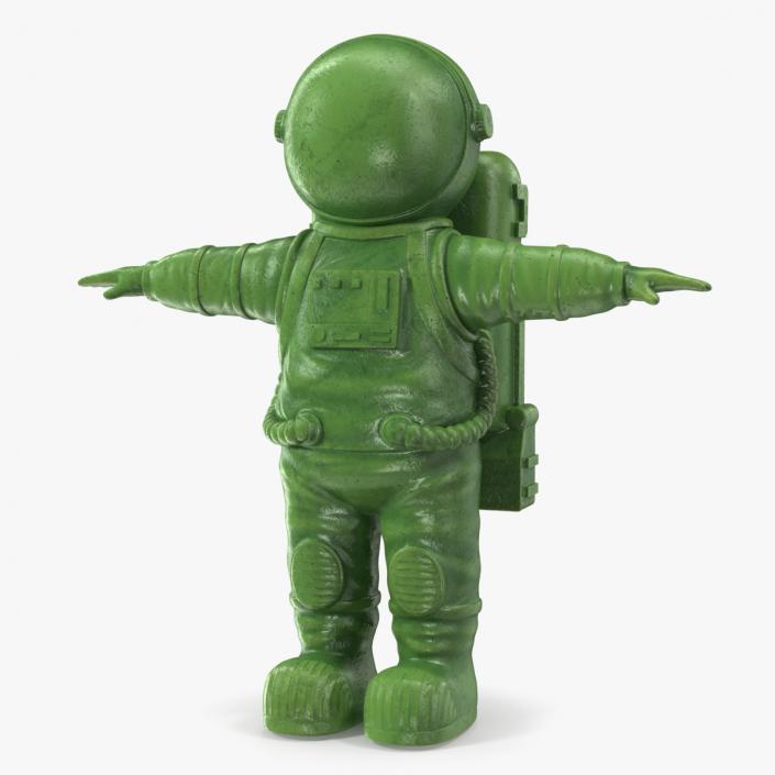 Astronaut Toy Character Green T-pose(1) 3D model