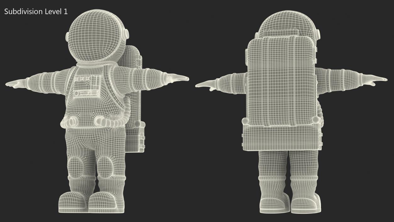 Astronaut Toy Character Green T-pose(1) 3D model