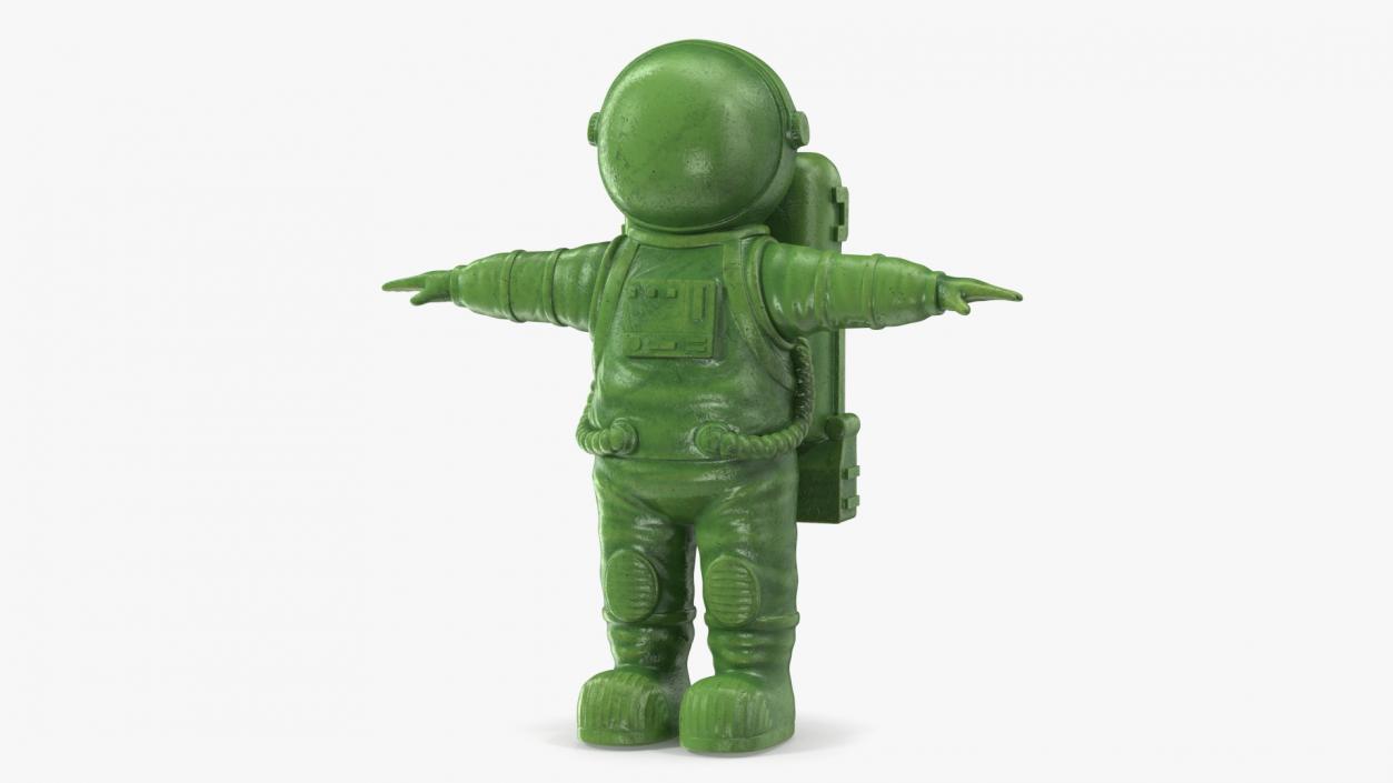 Astronaut Toy Character Green T-pose(1) 3D model