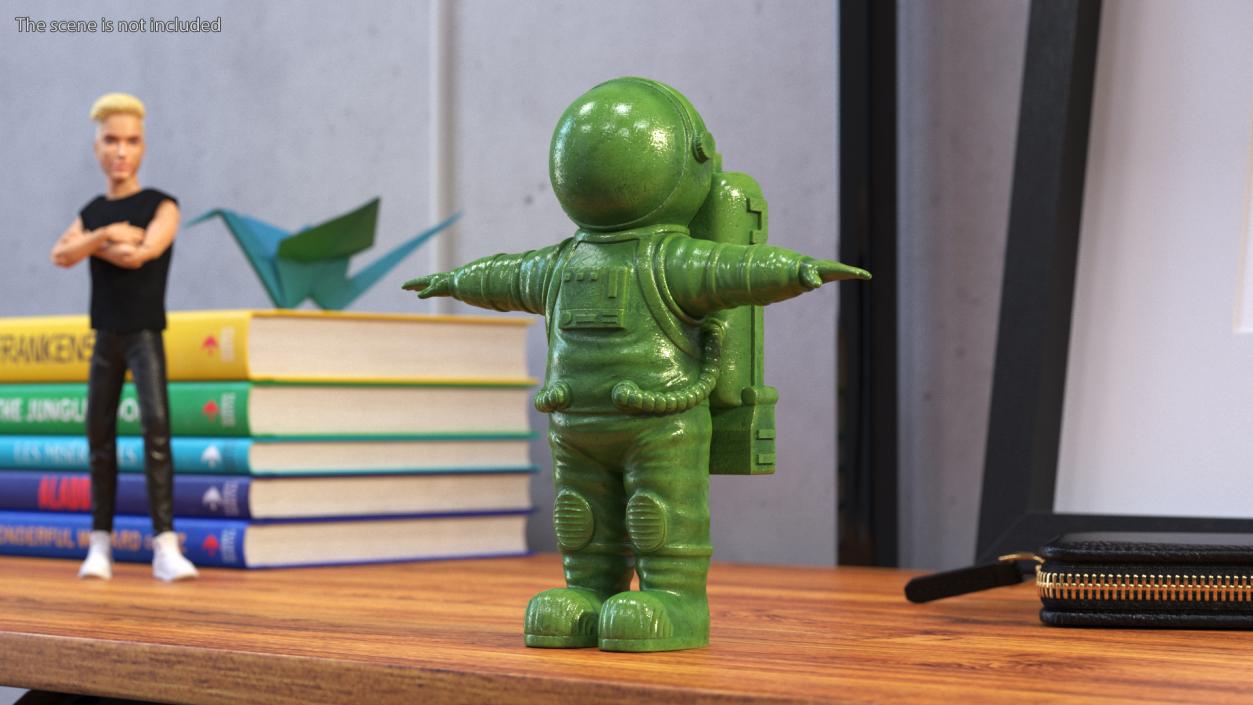 Astronaut Toy Character Green T-pose(1) 3D model