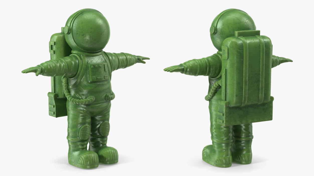 Astronaut Toy Character Green T-pose(1) 3D model