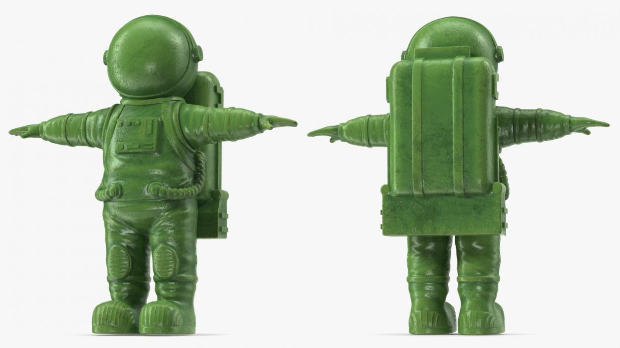 Astronaut Toy Character Green T-pose(1) 3D model