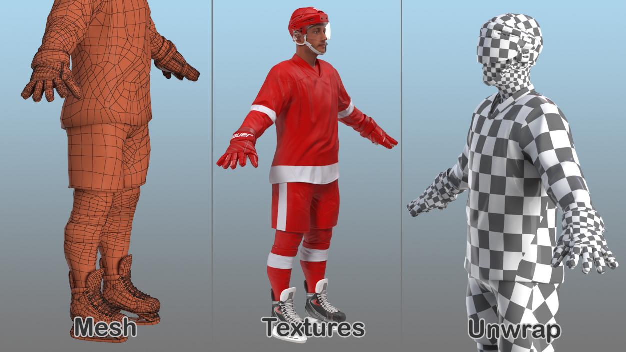 Hockey Player Red 3D