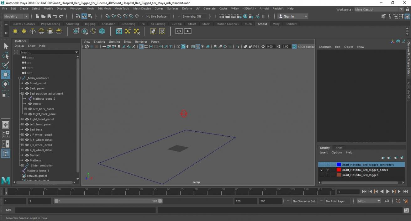 Smart Hospital Bed Rigged for Maya 3D model