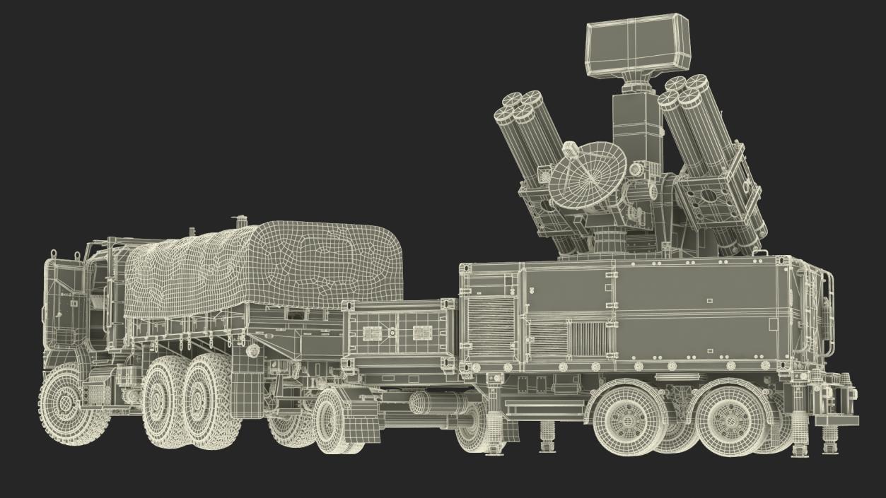 3D model Truck with Trailer Air Defense Missile Complex Rigged 2