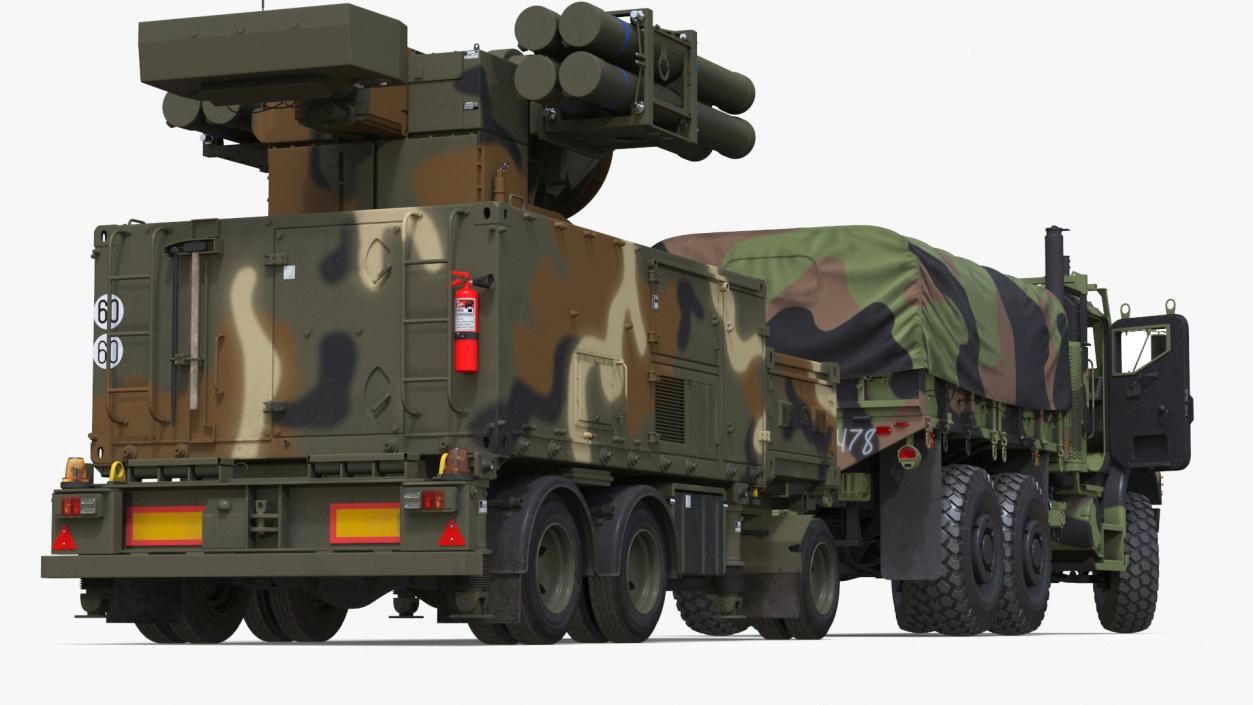 3D model Truck with Trailer Air Defense Missile Complex Rigged 2