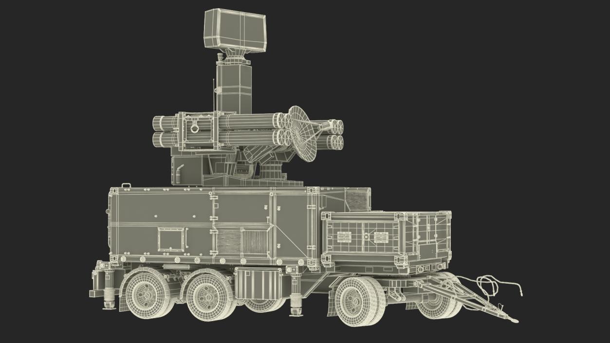 3D model Truck with Trailer Air Defense Missile Complex Rigged 2