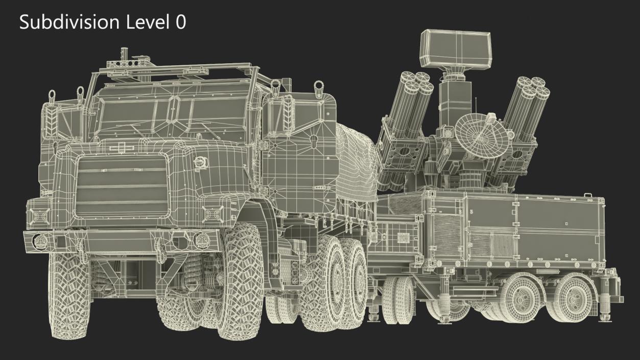 3D model Truck with Trailer Air Defense Missile Complex Rigged 2