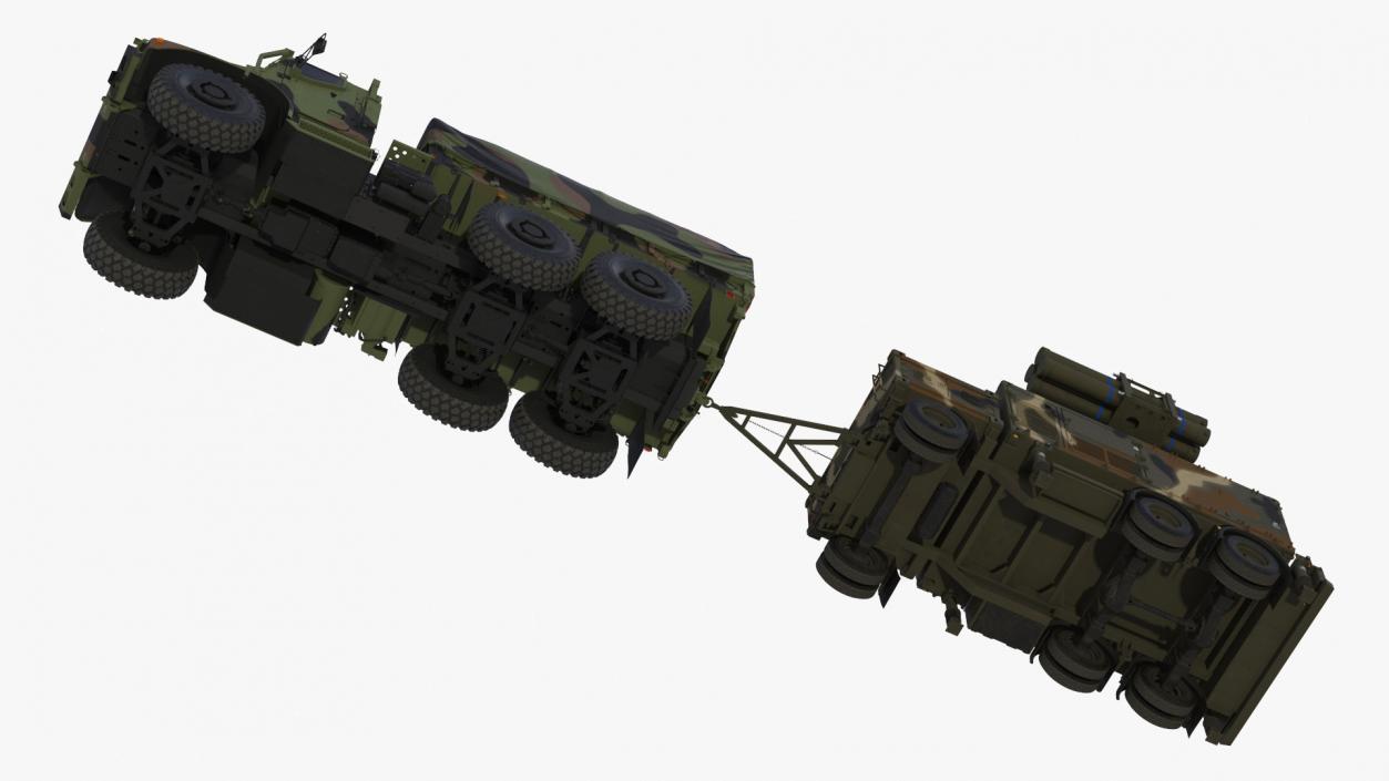 3D model Truck with Trailer Air Defense Missile Complex Rigged 2