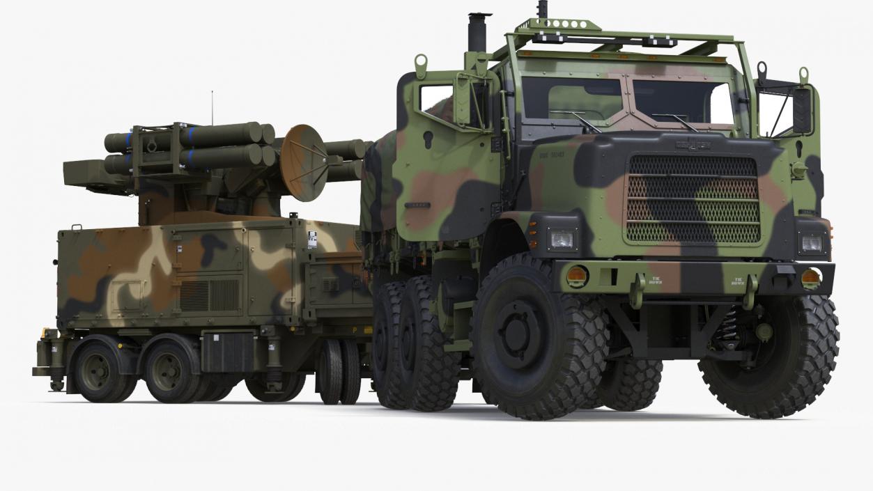 3D model Truck with Trailer Air Defense Missile Complex Rigged 2