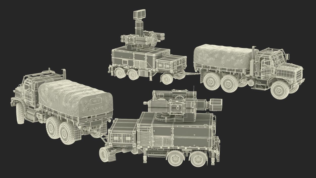 3D model Truck with Trailer Air Defense Missile Complex Rigged 2