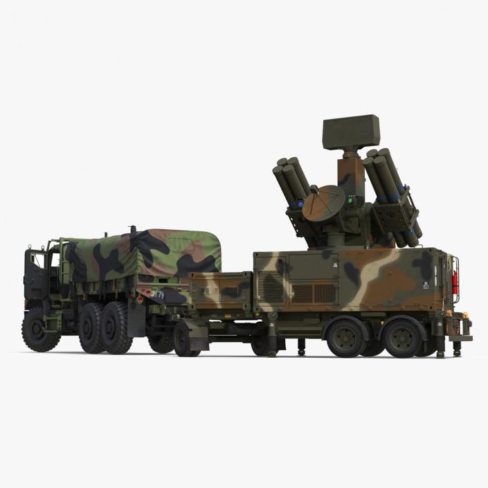 3D model Truck with Trailer Air Defense Missile Complex Rigged 2