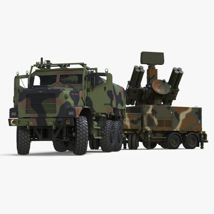 3D model Truck with Trailer Air Defense Missile Complex Rigged 2