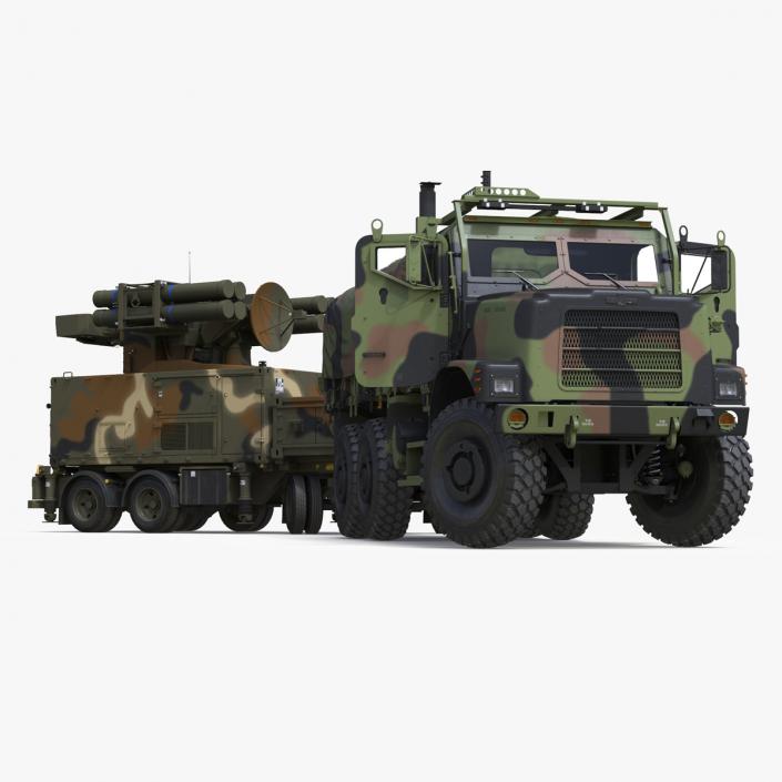 3D model Truck with Trailer Air Defense Missile Complex Rigged 2