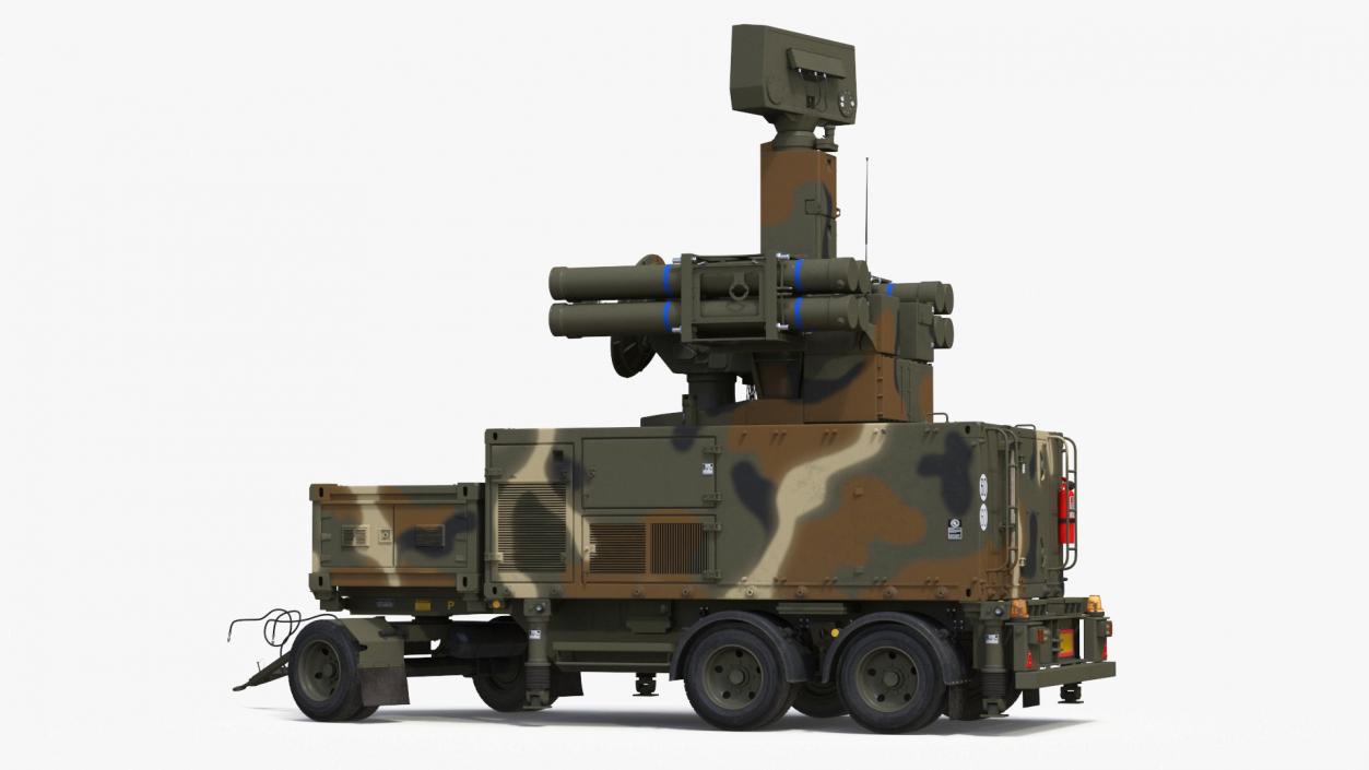 3D model Truck with Trailer Air Defense Missile Complex Rigged 2