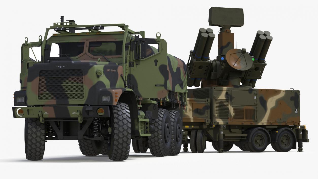 3D model Truck with Trailer Air Defense Missile Complex Rigged 2